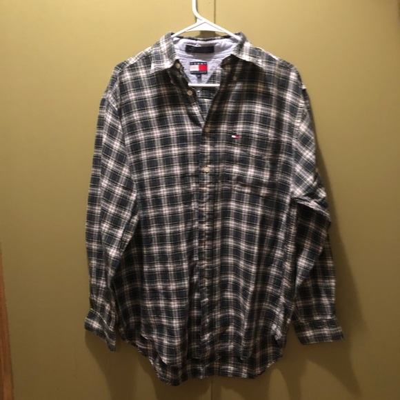 Tommy Hilfiger Men's Black and White Checkered Shirt - Picture 1 of 6